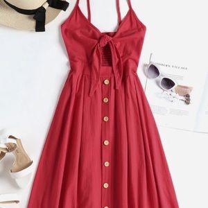 Smocked Tie Front Cami Dress